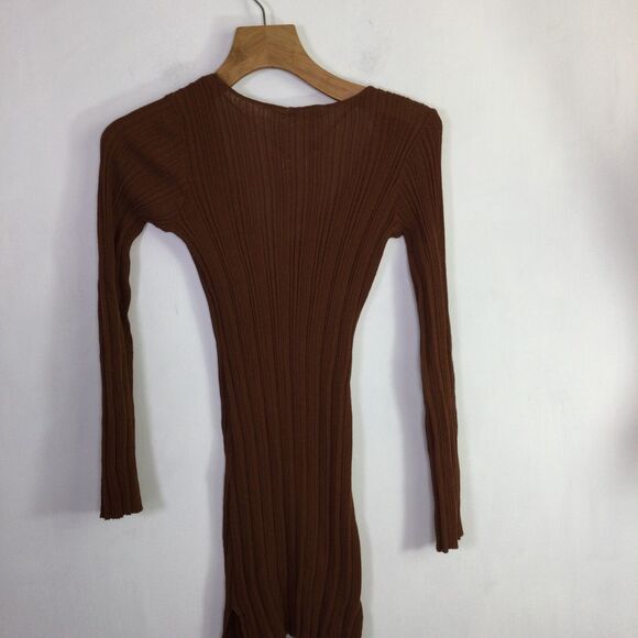 L*Space Wailea Linen Blend Long Sleeve Cover-Up Dress Coffee Size Small NWT - Picture 10 of 12